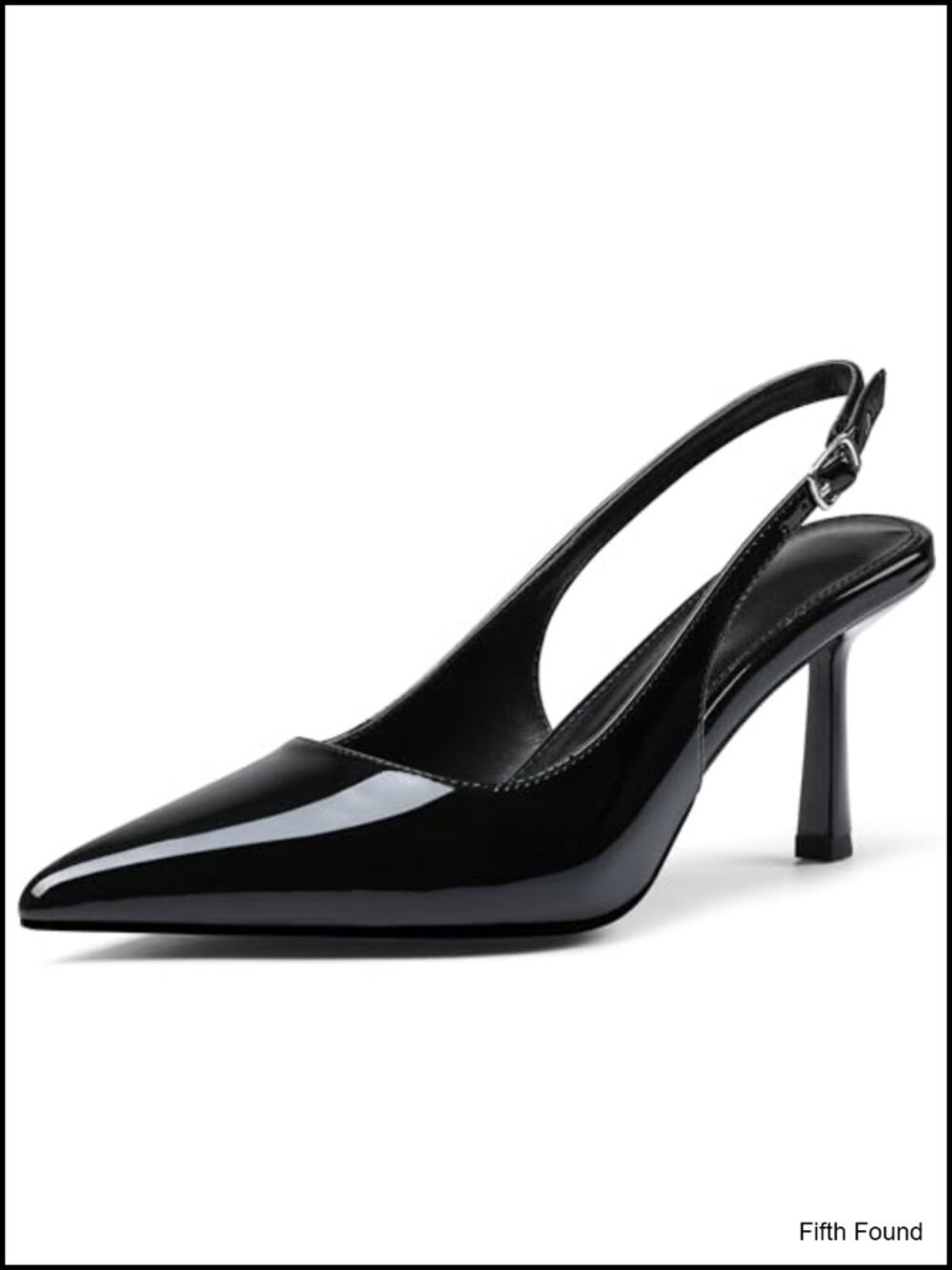 Slingback Kitten Heels Pointed Toe Leather Dress Pumps